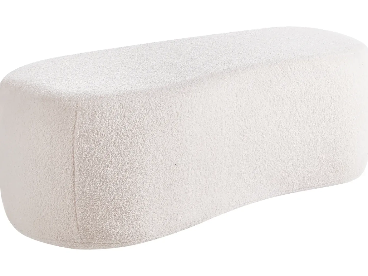 Beliani Pouf BAYARD Bouclé sporco Bianco