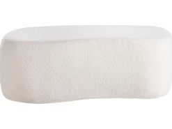 Beliani Pouf BAYARD Bouclé sporco Bianco