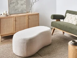 Beliani Pouf BAYARD Bouclé sporco Bianco