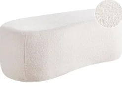Beliani Pouf BAYARD Bouclé sporco Bianco