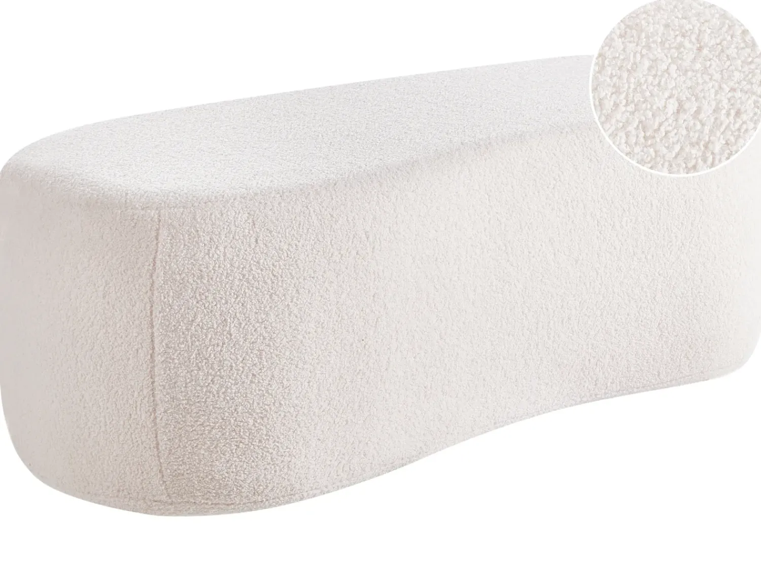 Beliani Pouf BAYARD Bouclé sporco Bianco