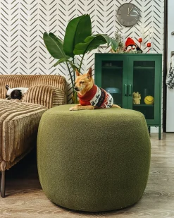 Clearance Beliani Pouf BAYARD Bouclé Verde