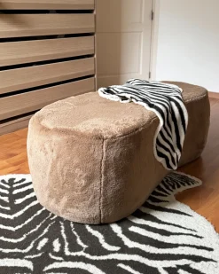 Best Beliani Pouf BAYARD Finta pelliccia chiaro Marrone