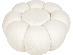 Hot Beliani Pouf BEAUFORT Bouclé sporco Bianco