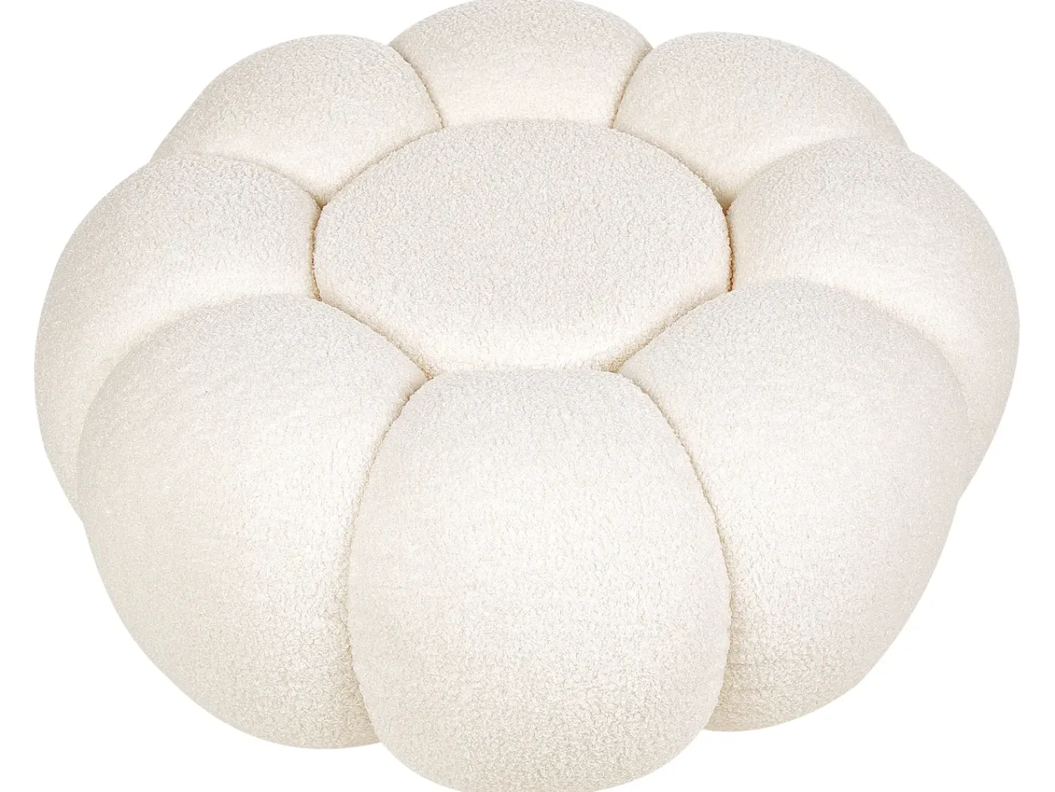Hot Beliani Pouf BEAUFORT Bouclé sporco Bianco