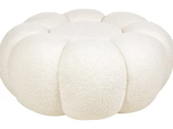 Hot Beliani Pouf BEAUFORT Bouclé sporco Bianco