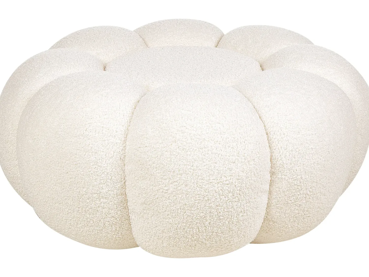 Hot Beliani Pouf BEAUFORT Bouclé sporco Bianco