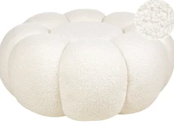 Hot Beliani Pouf BEAUFORT Bouclé sporco Bianco