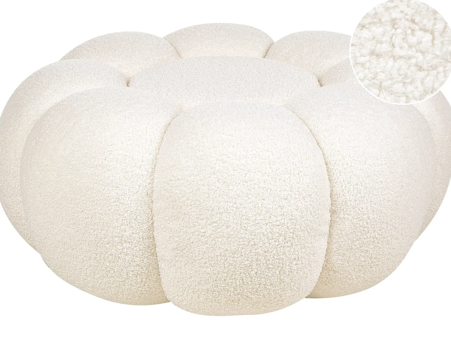 Hot Beliani Pouf BEAUFORT Bouclé sporco Bianco