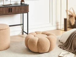 Best Beliani Pouf BEAUFORT Bouclé chiaro Marrone