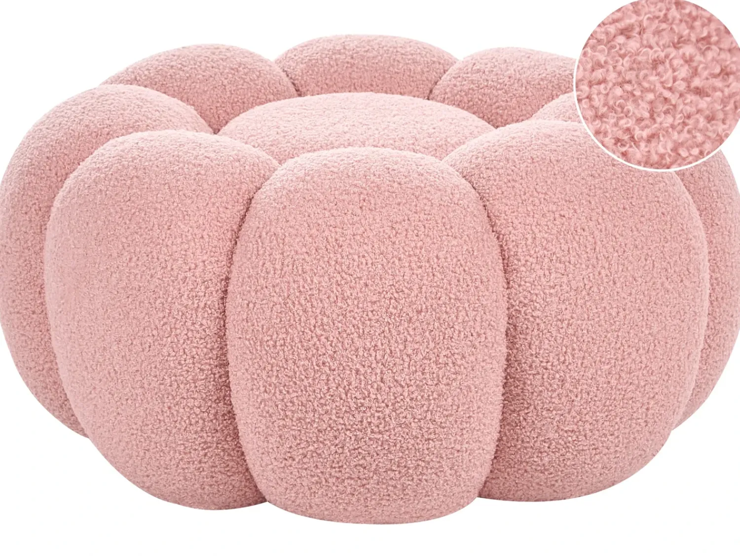 New Beliani Pouf BEAUFORT Bouclé Rosa