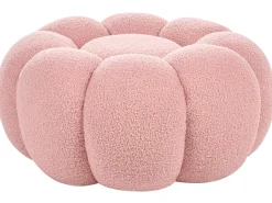 New Beliani Pouf BEAUFORT Bouclé Rosa