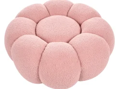 New Beliani Pouf BEAUFORT Bouclé Rosa