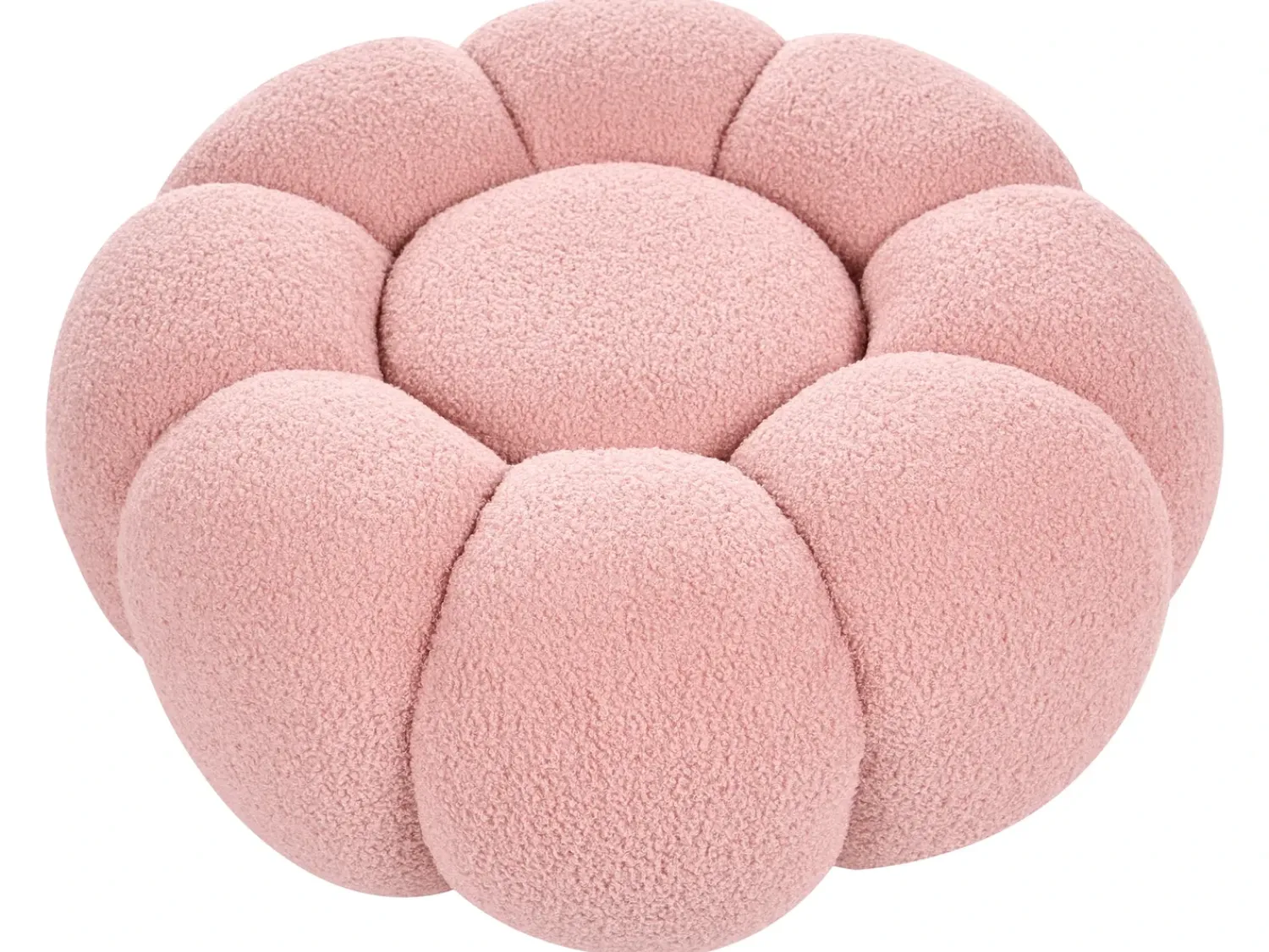 New Beliani Pouf BEAUFORT Bouclé Rosa