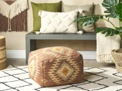 Outlet Beliani Pouf BEEL Iuta Multicolore Beige Marrone Multicolore