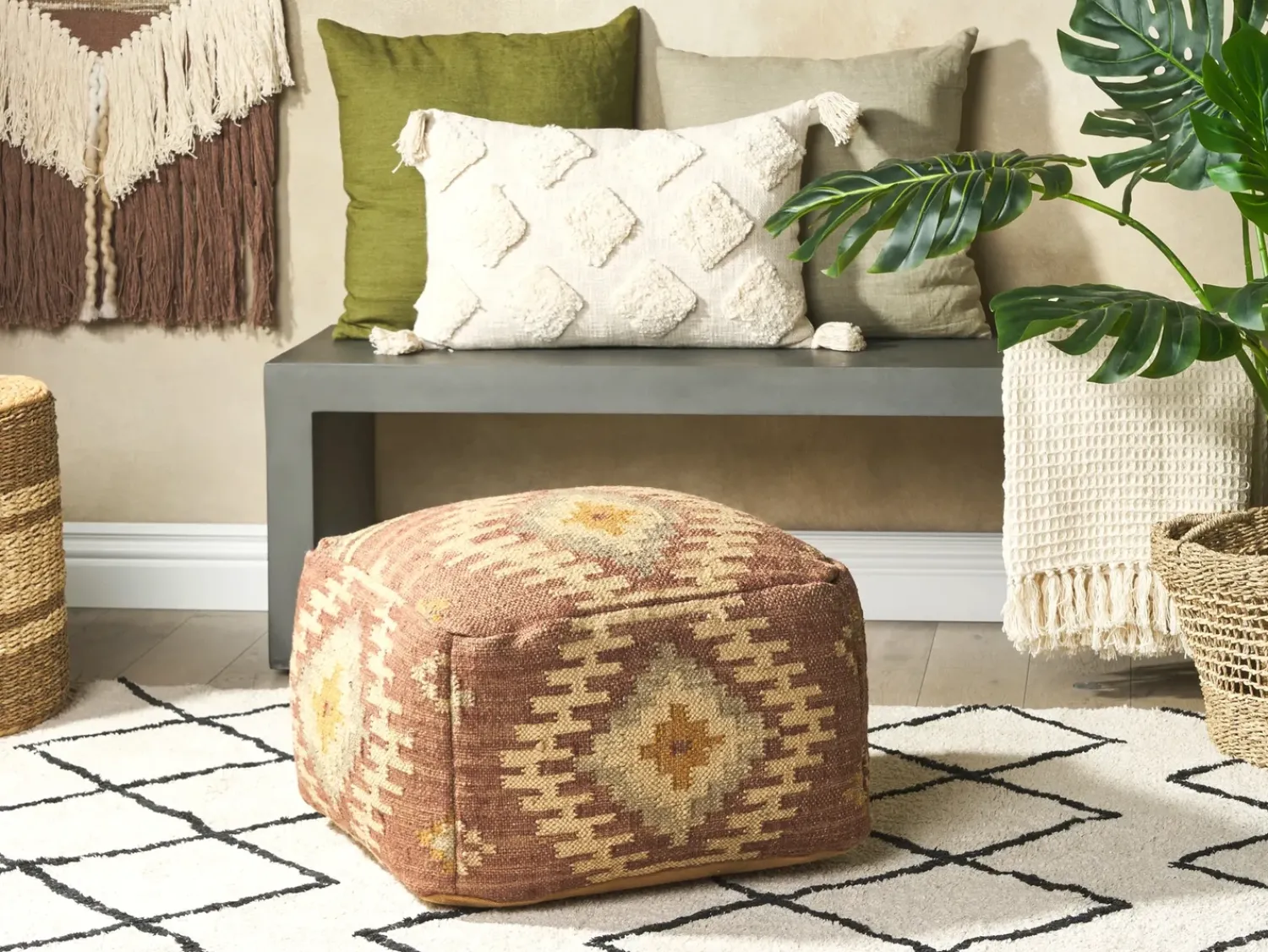 Outlet Beliani Pouf BEEL Iuta Multicolore Beige Marrone Multicolore