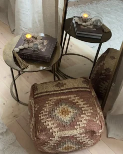 Outlet Beliani Pouf BEEL Iuta Multicolore Beige Marrone Multicolore