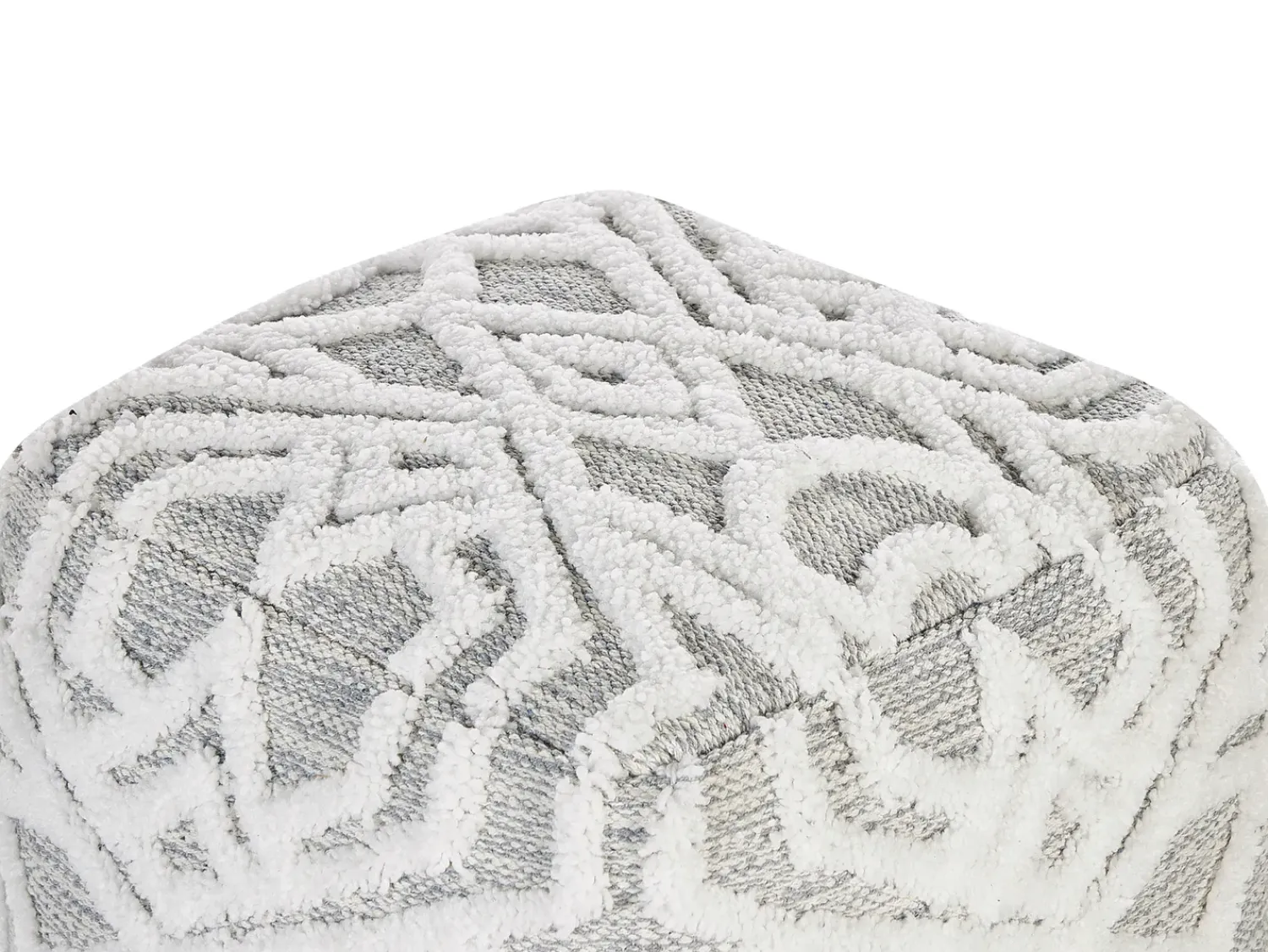 Discount Beliani Pouf BHILWARA Cotone Grigio Bianco Grigio