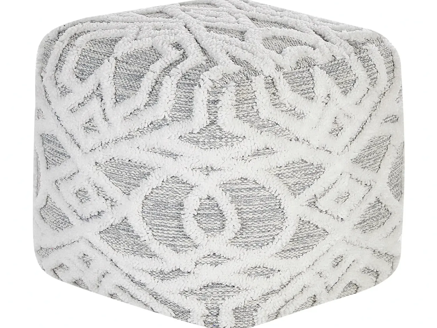 Discount Beliani Pouf BHILWARA Cotone Grigio Bianco Grigio