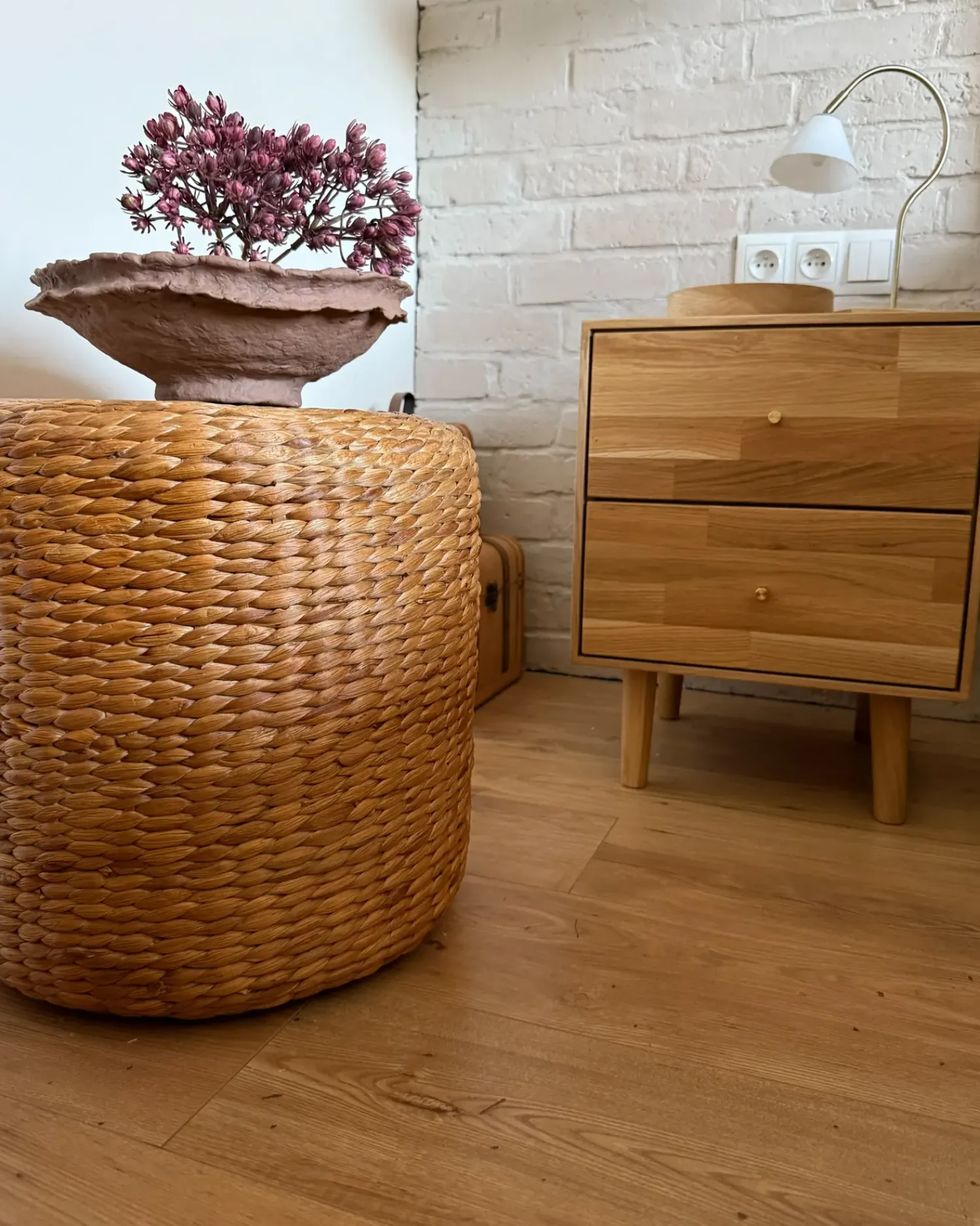 Outlet Beliani Pouf BICHIR Giacinto d'acqua Beige Naturale
