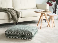 Discount Beliani Pouf BIRCH Cotone Verde scuro Bianco Verde