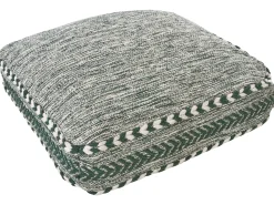 Discount Beliani Pouf BIRCH Cotone Verde scuro Bianco Verde