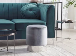 Online Beliani Pouf BRIGITTE Velluto Grigio Argento Grigio
