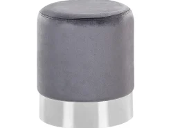 Online Beliani Pouf BRIGITTE Velluto Grigio Argento Grigio