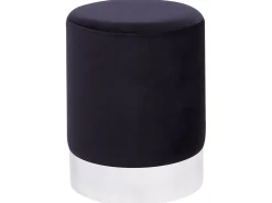 Beliani Pouf BRIGITTE Velluto Nero Argento Nero