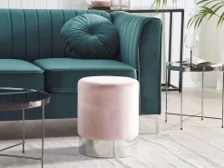 Best Beliani Pouf BRIGITTE Velluto Rosa pastello Rosa Argento