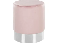 Best Beliani Pouf BRIGITTE Velluto Rosa pastello Rosa Argento