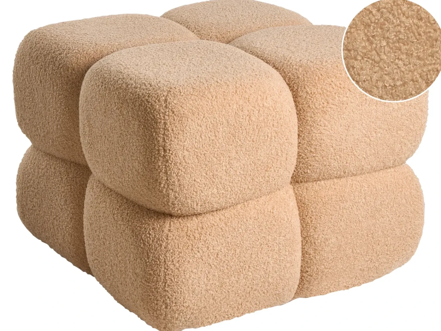 Discount Beliani Pouf CALIENTE Bouclé Beige