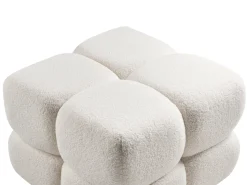 New Beliani Pouf CALIENTE Bouclé sporco Bianco