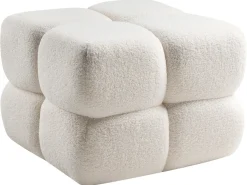 New Beliani Pouf CALIENTE Bouclé sporco Bianco