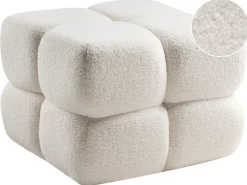 New Beliani Pouf CALIENTE Bouclé sporco Bianco