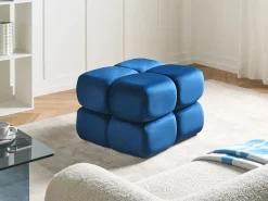 Beliani Pouf CALIENTE Velluto marino Blu