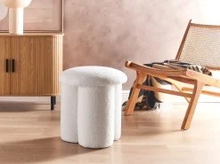 Beliani Pouf CARRINGTON Bouclé sporco Bianco