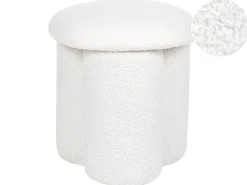 Beliani Pouf CARRINGTON Bouclé sporco Bianco