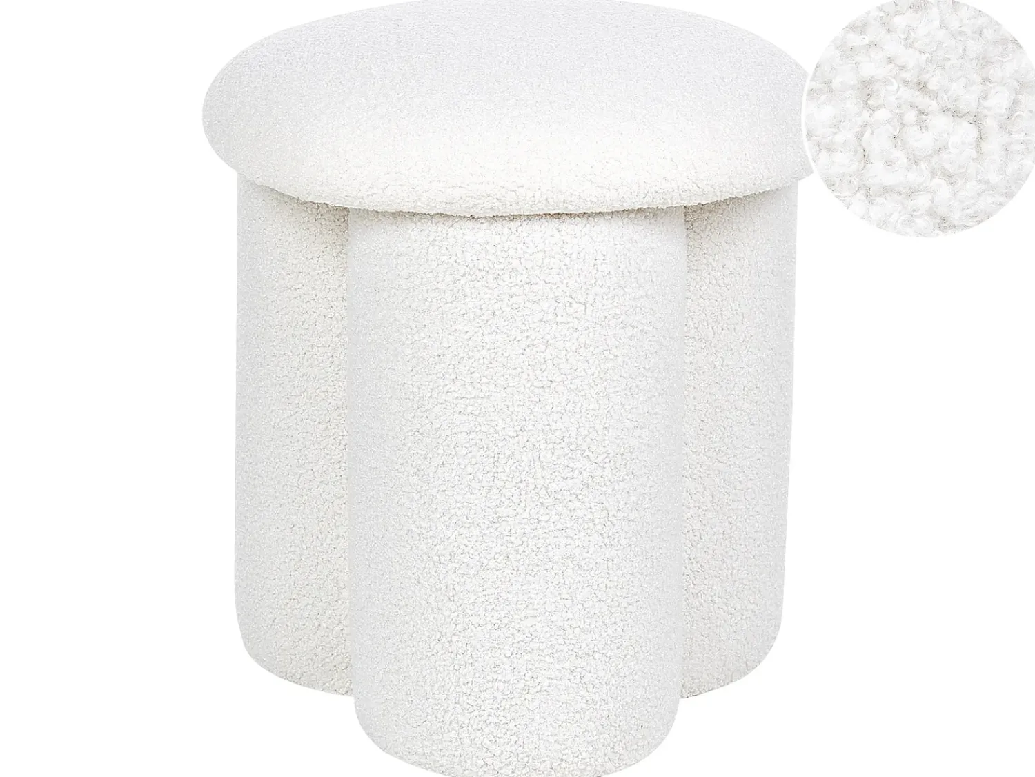 Beliani Pouf CARRINGTON Bouclé sporco Bianco