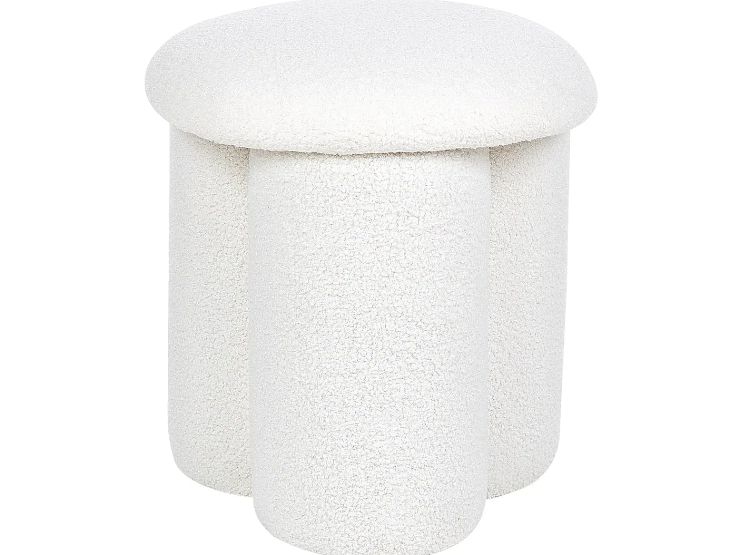 Beliani Pouf CARRINGTON Bouclé sporco Bianco