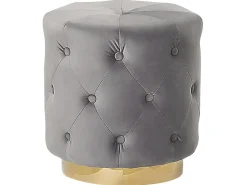 Best Beliani Pouf CARROLLTON Velluto Grigio chiaro Oro Grigio