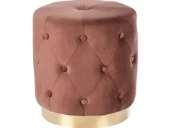 Discount Beliani Pouf CARROLLTON Velluto Marrone Marrone Oro