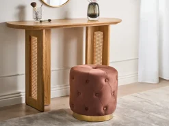 Discount Beliani Pouf CARROLLTON Velluto Marrone Marrone Oro