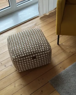 Sale Beliani Pouf CHILAR Cotone Beige Beige Bianco