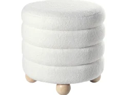 Discount Beliani Pouf CHILLY Bouclé Bianco sporco Bianco Marrone