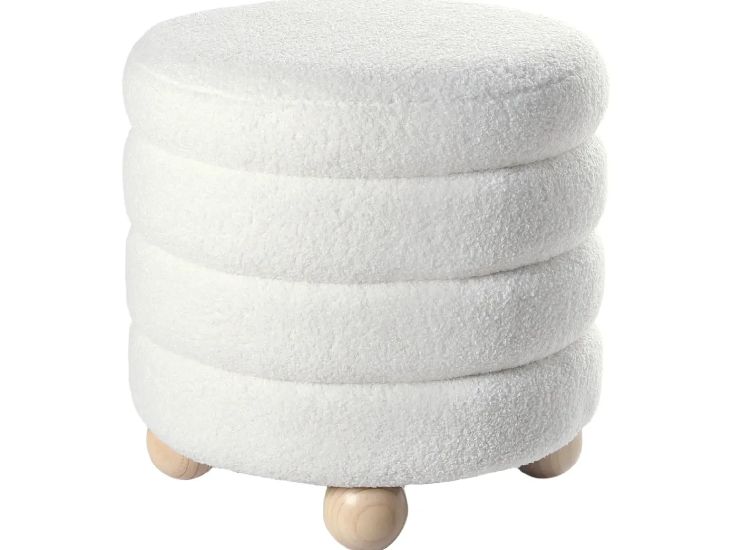 Discount Beliani Pouf CHILLY Bouclé Bianco sporco Bianco Marrone