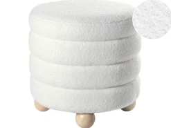Discount Beliani Pouf CHILLY Bouclé Bianco sporco Bianco Marrone