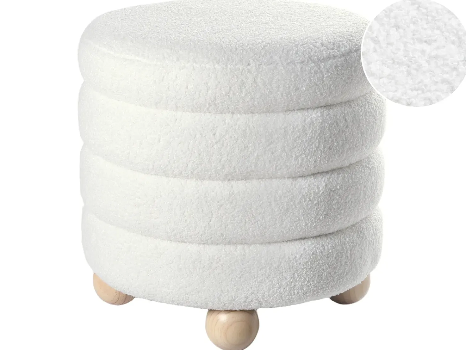 Discount Beliani Pouf CHILLY Bouclé Bianco sporco Bianco Marrone