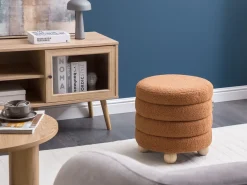 Outlet Beliani Pouf CHILLY Bouclé dorato Marrone