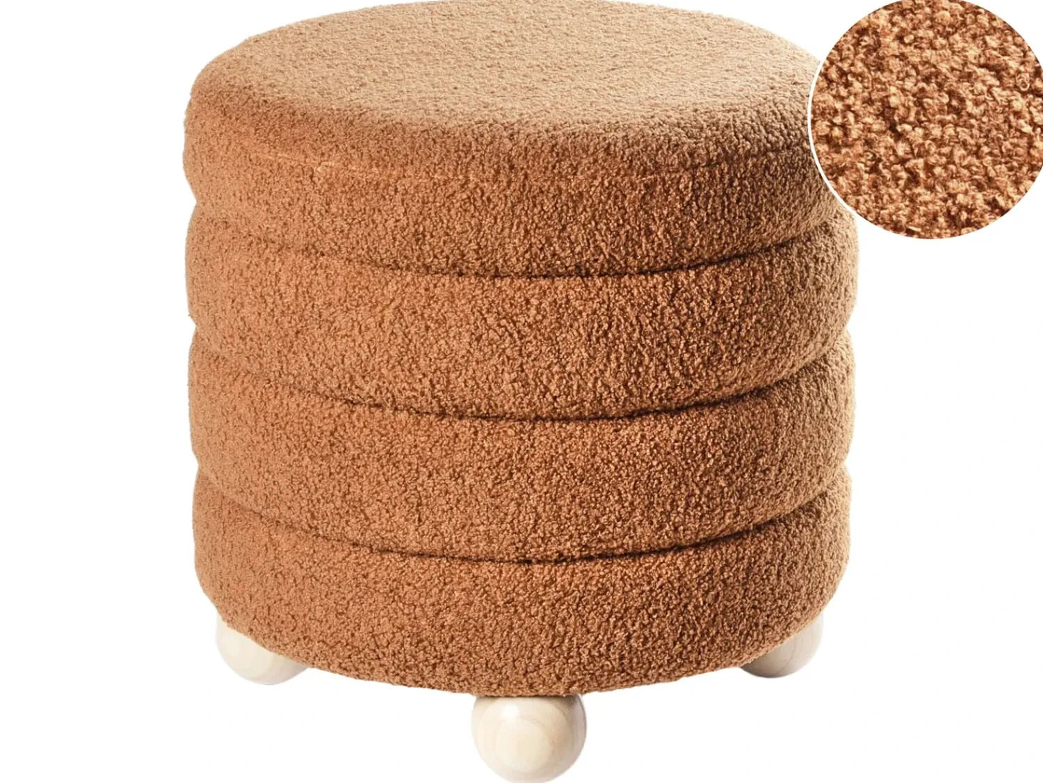 Outlet Beliani Pouf CHILLY Bouclé dorato Marrone